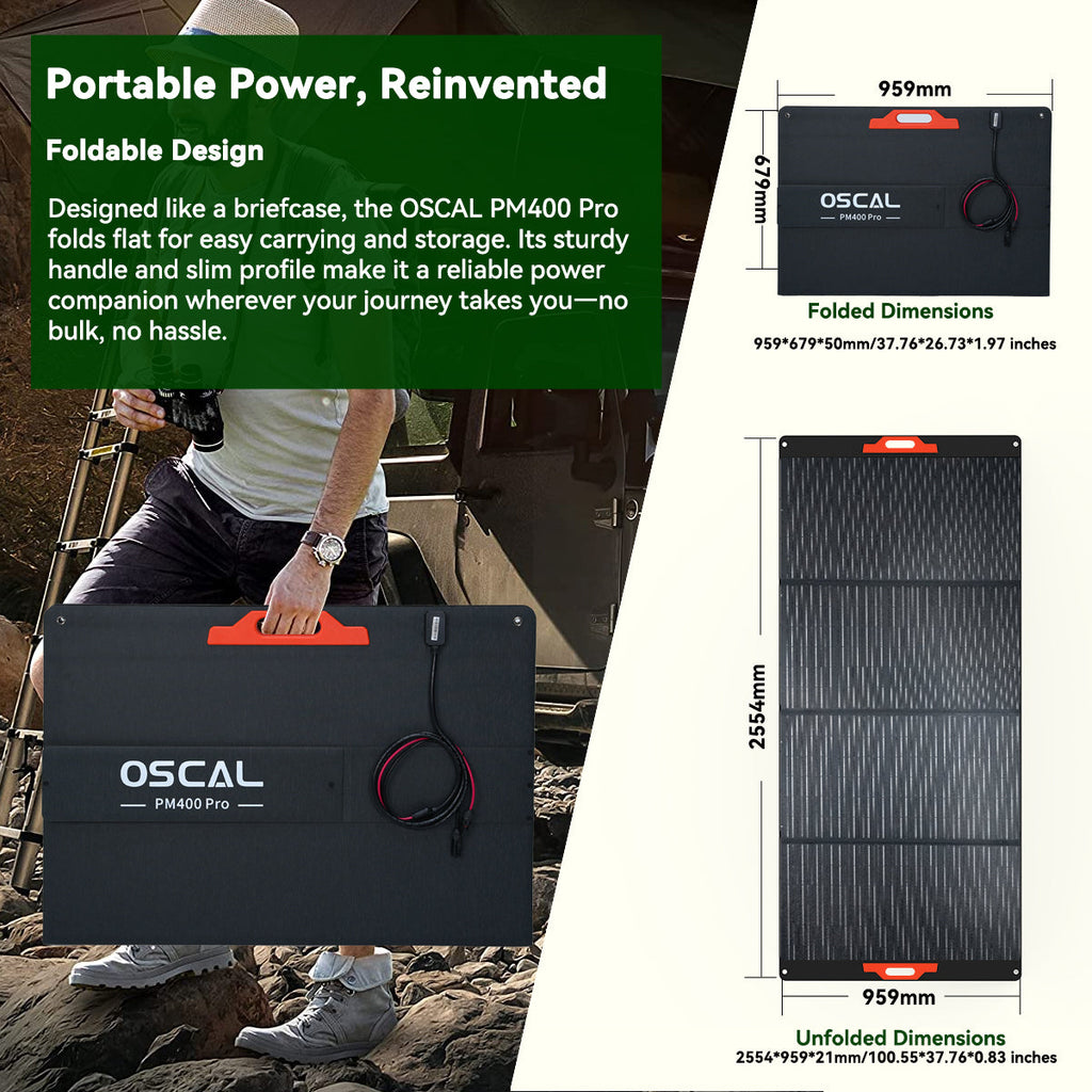 OSCAL PM400 Plus 400W Foldable Solar Panel for PowerMax 6000, 3600 & 2400