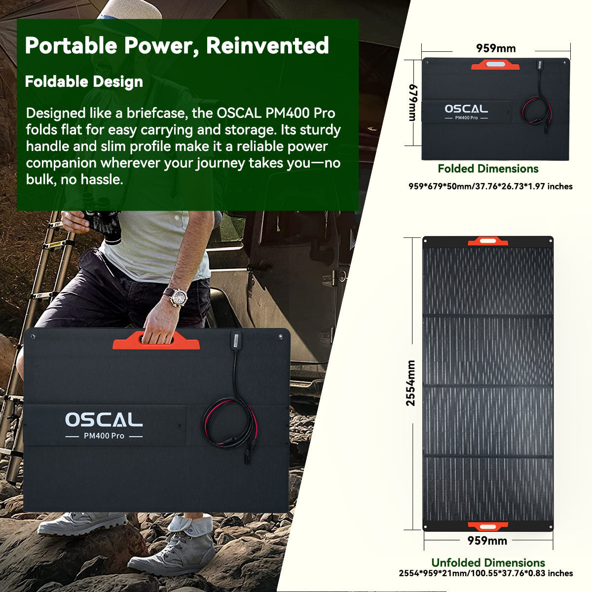 OSCAL PM400 Plus 400W Foldable Solar Panel for PowerMax 6000, 3600 & 2400