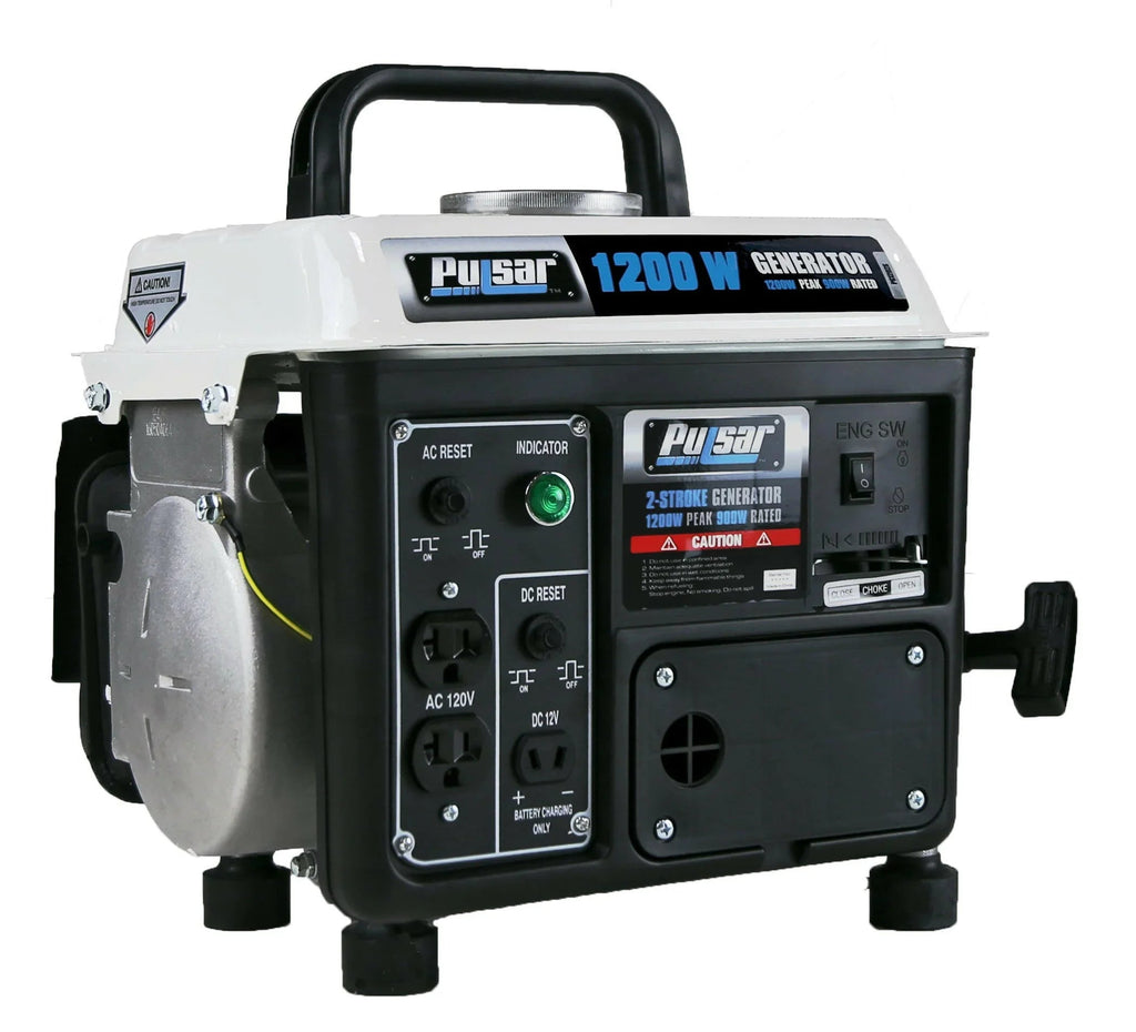 Pulsar PG1202SA 1200W Portable Gasoline 2-Stroke Generator with 900W Running Power & 12V DC Output