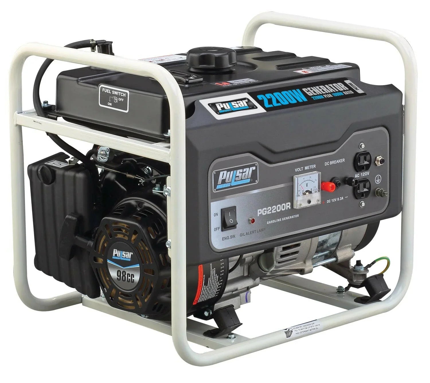 Pulsar PG2200R 2200W Portable Gasoline Generator, 1600 Running Watts, CARB Approved