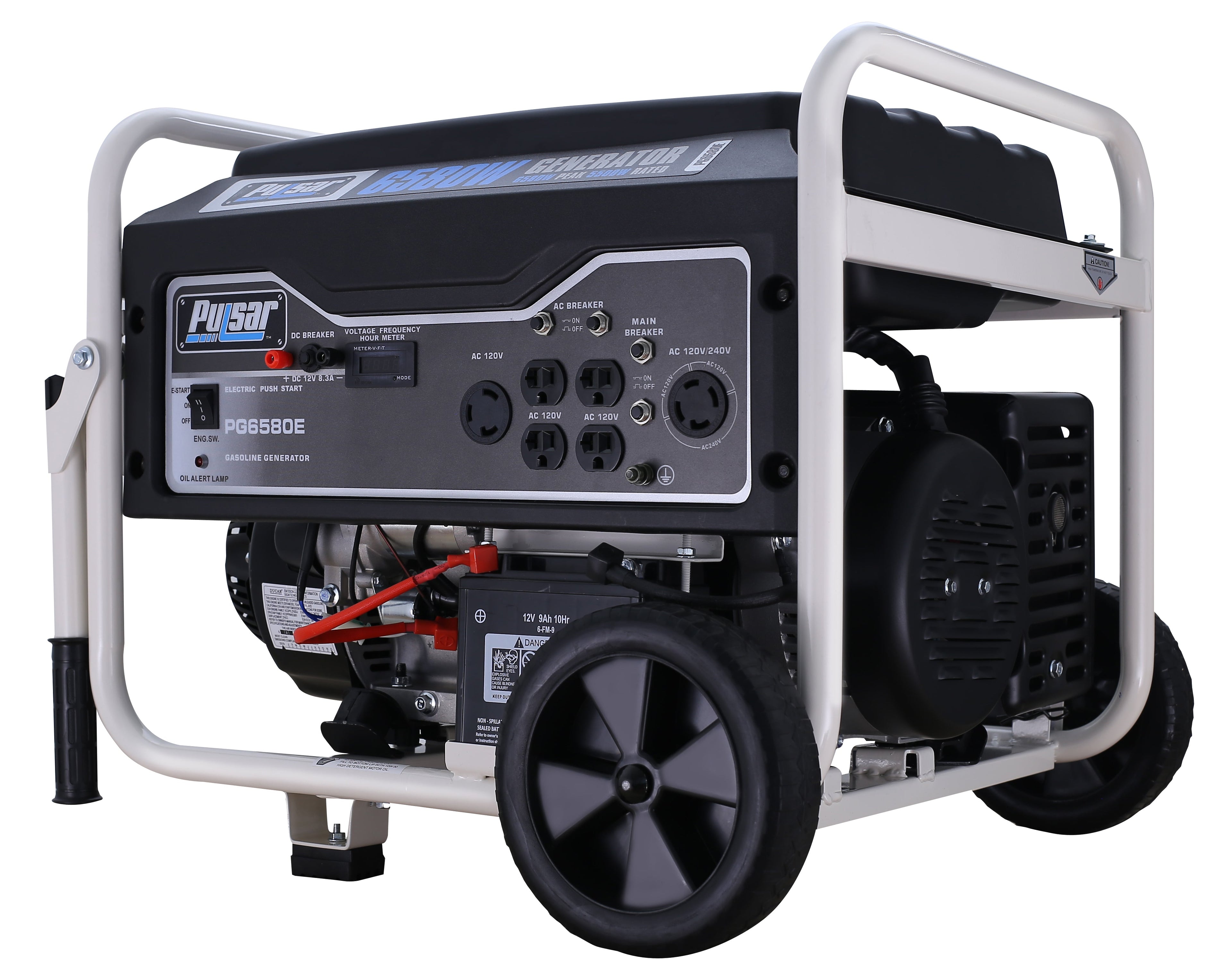 Pulsar PG6580E 6580W Gas Powered Portable Generator with Electric Start and 240V Output