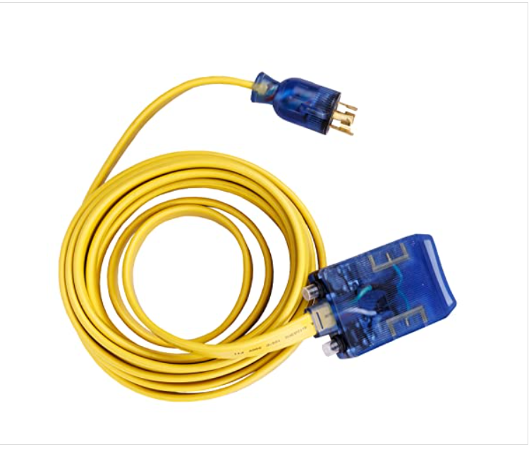 25 ft Generator Extension Cord – Heavy-Duty Flat 10 Gauge Power Distribution Cord with Multiple Household Outlets