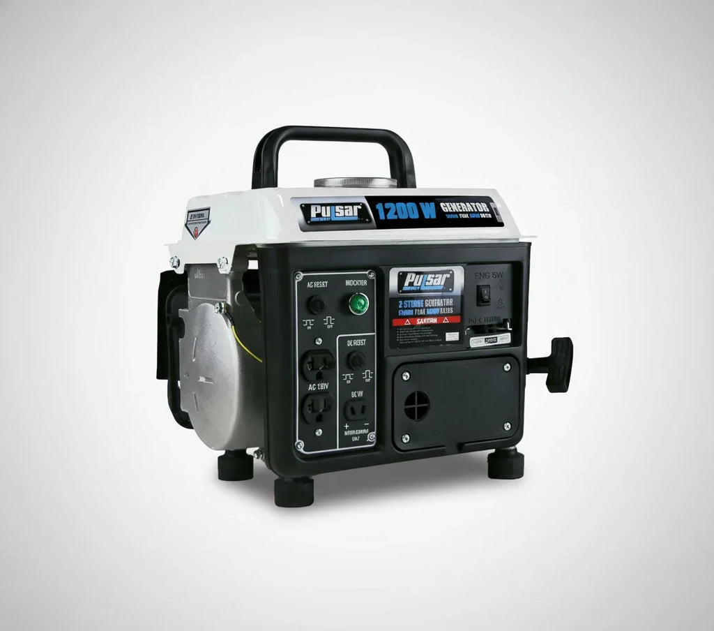 Pulsar PG1202SA 1200W Portable Gasoline 2-Stroke Generator with 900W Running Power & 12V DC Output