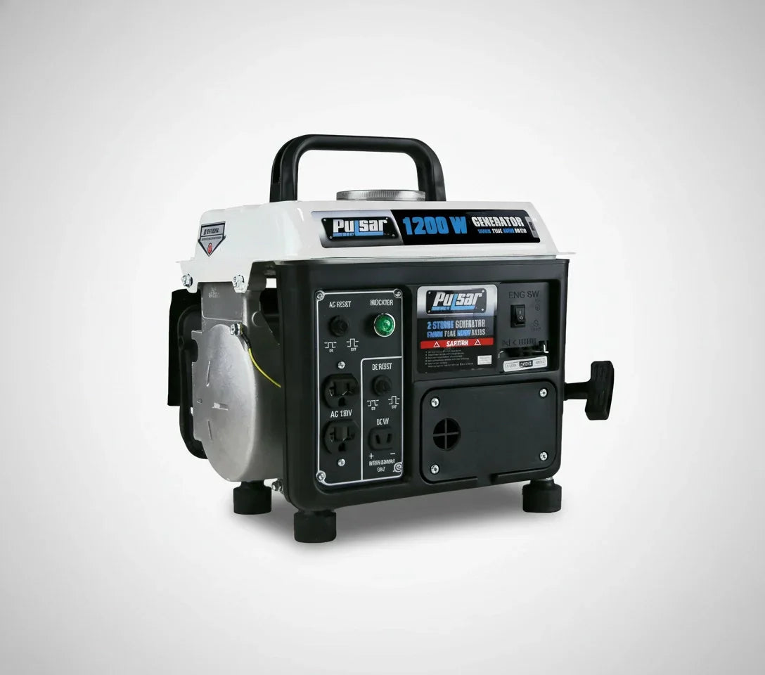 Pulsar PG1202SA 1200W Portable Gasoline 2-Stroke Generator with 900W Running Power & 12V DC Output